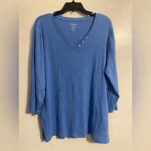 Chico’s Basic 3/4 Sleeve V-Neck Top- Size 4 (XXL)